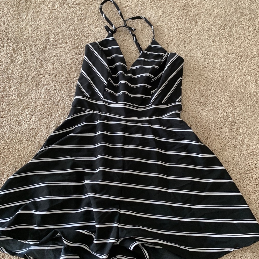 Black & White striped romper